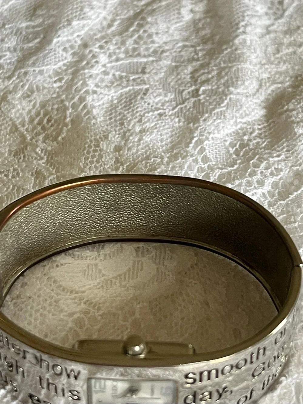 Studio Silver-tone Text-Engraved Cuff Watch